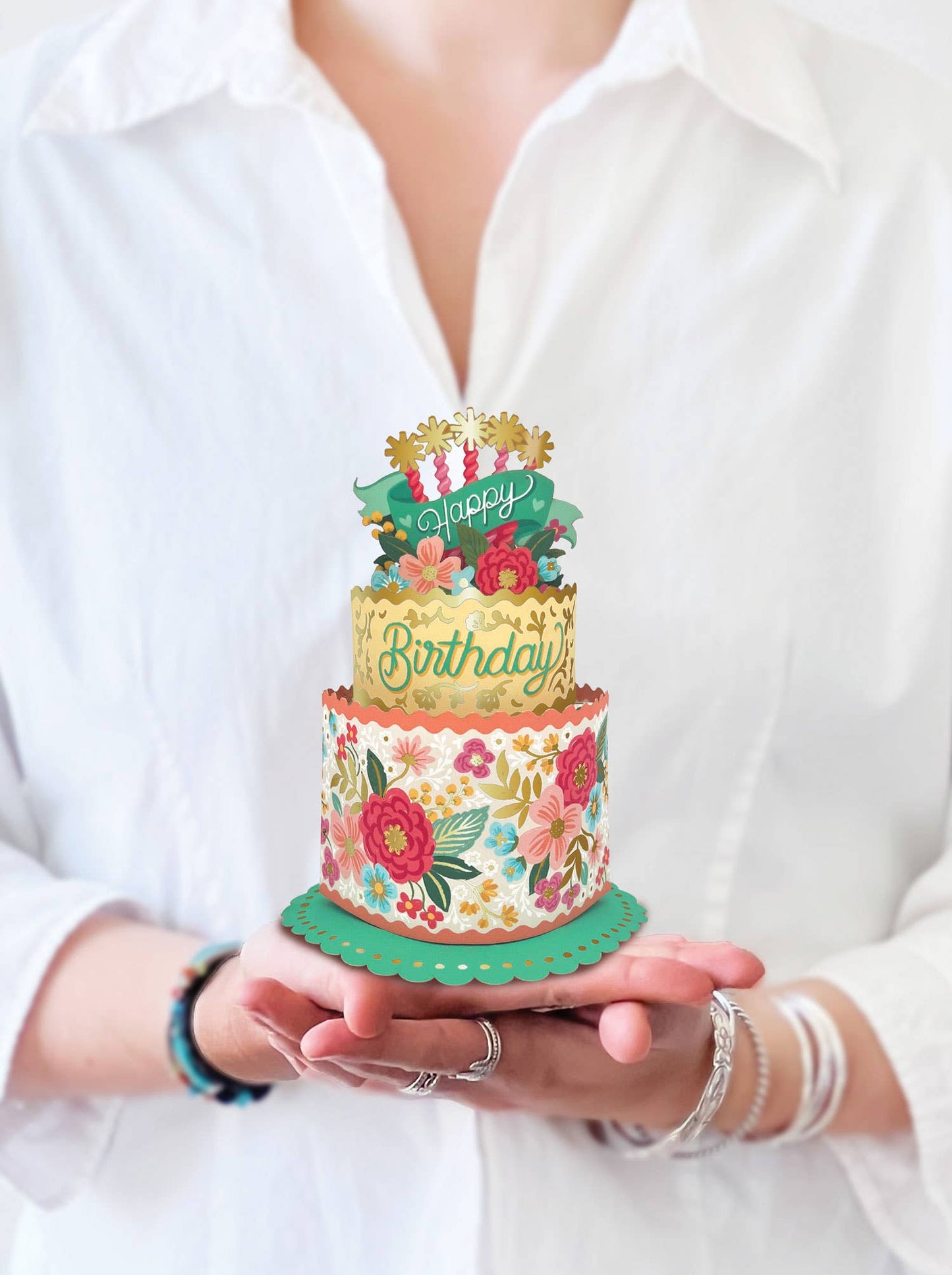 Mini Blooming Birthday Cake Pop-up Greeting Card