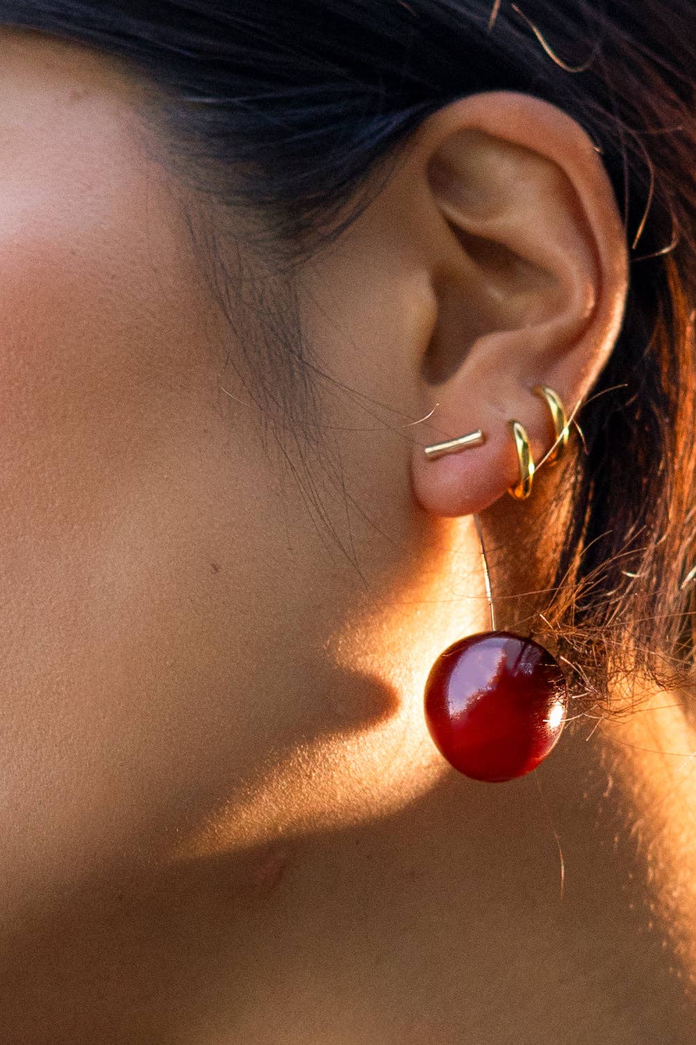 Sweet Cherry Threader Earrings - 18K Gold Plated