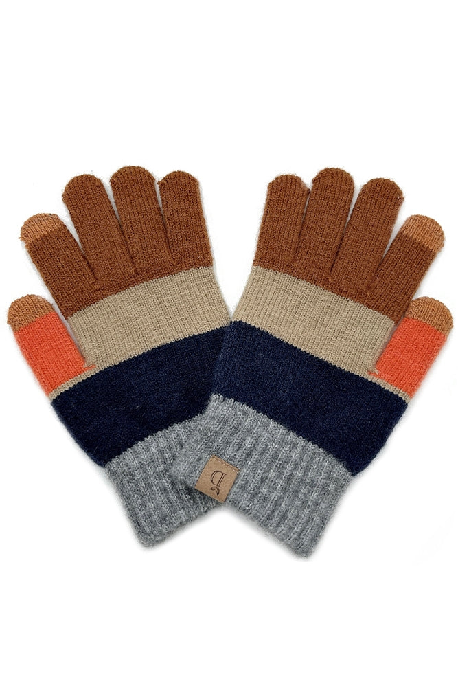 Color Block Knit Touch Gloves