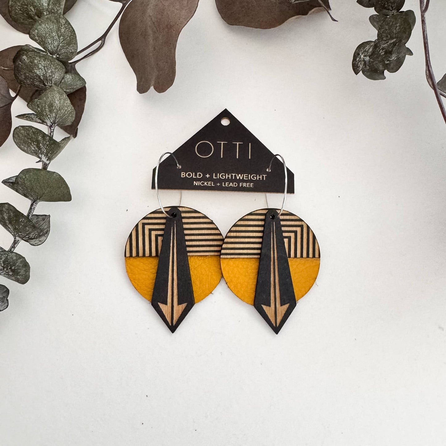 Geo: Mustard Arrow Lines Earrings