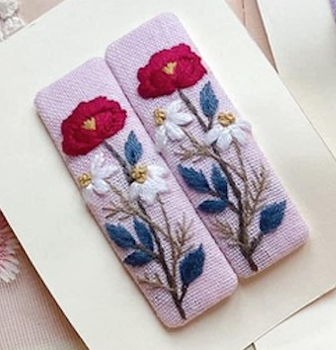 Floral Embroidered Hair Barrette, Gemma Collection 🪡