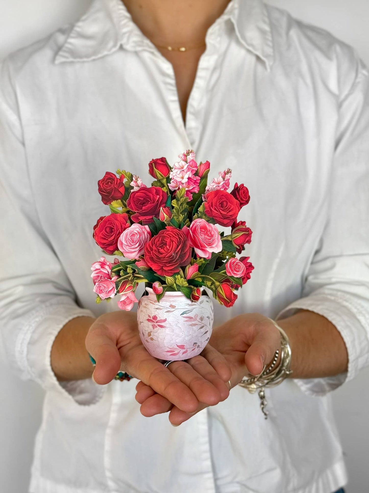 Mini Blooming Roses Pop-Up Greeting Card