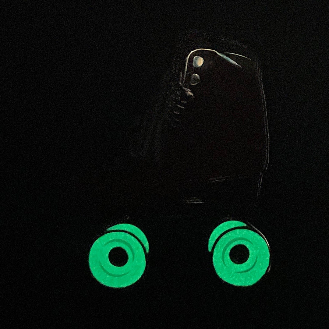 Red Roller Skate Pin With Glow in the Dark Wheels