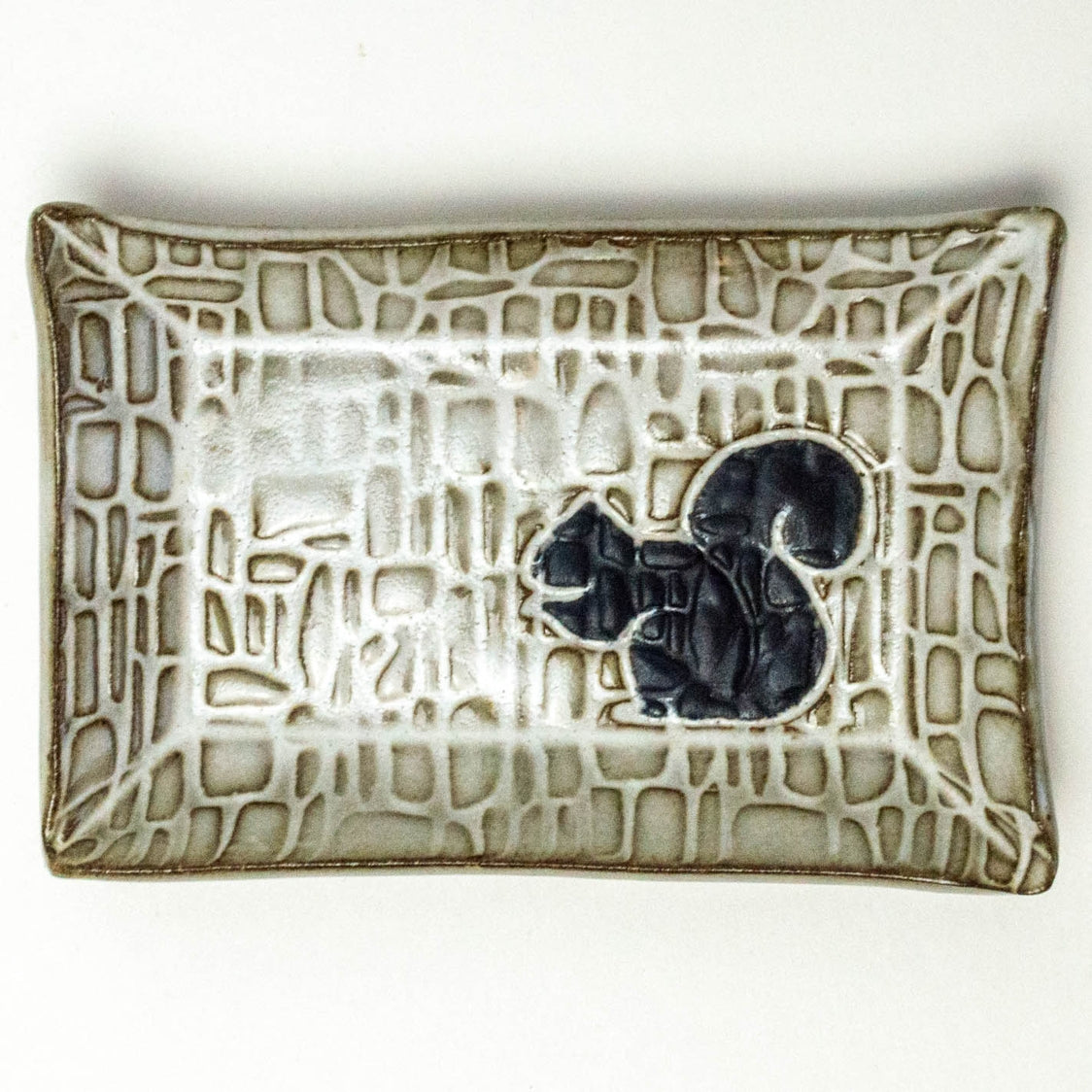 Black Squirrel Pattern Handmade Ceramic Trinket Dish