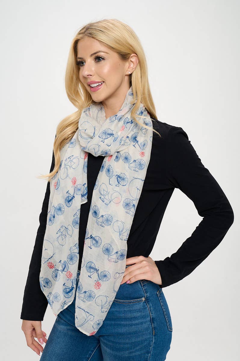 Allover Bicycle Print Scarf