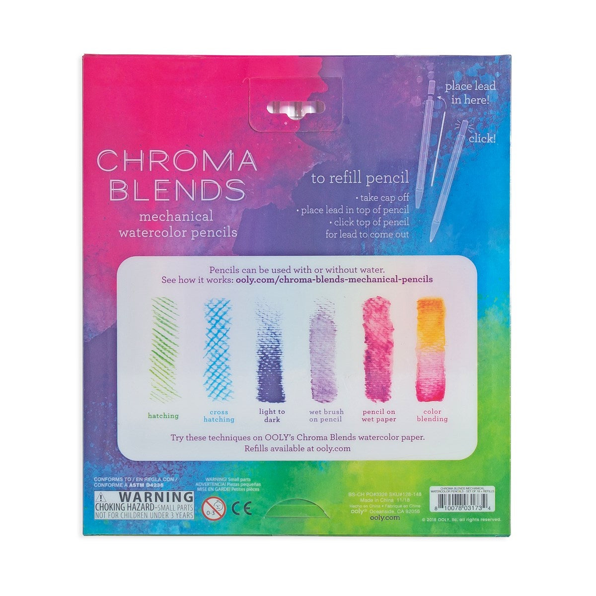 Chroma Blends Mechanical Watercolor Pencils Set of 18 Plus Refill