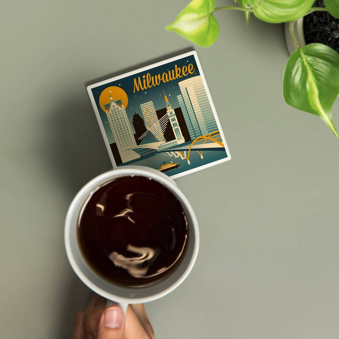 Milwaukee Retro Skyline Ceramic Coaster