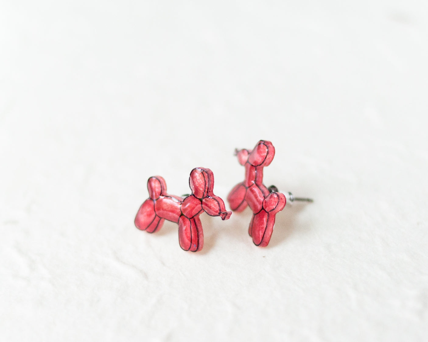 Red Balloon Dog Stud Earrings