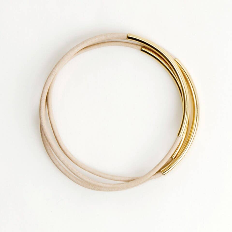 Leather and Metal Bar Bangles