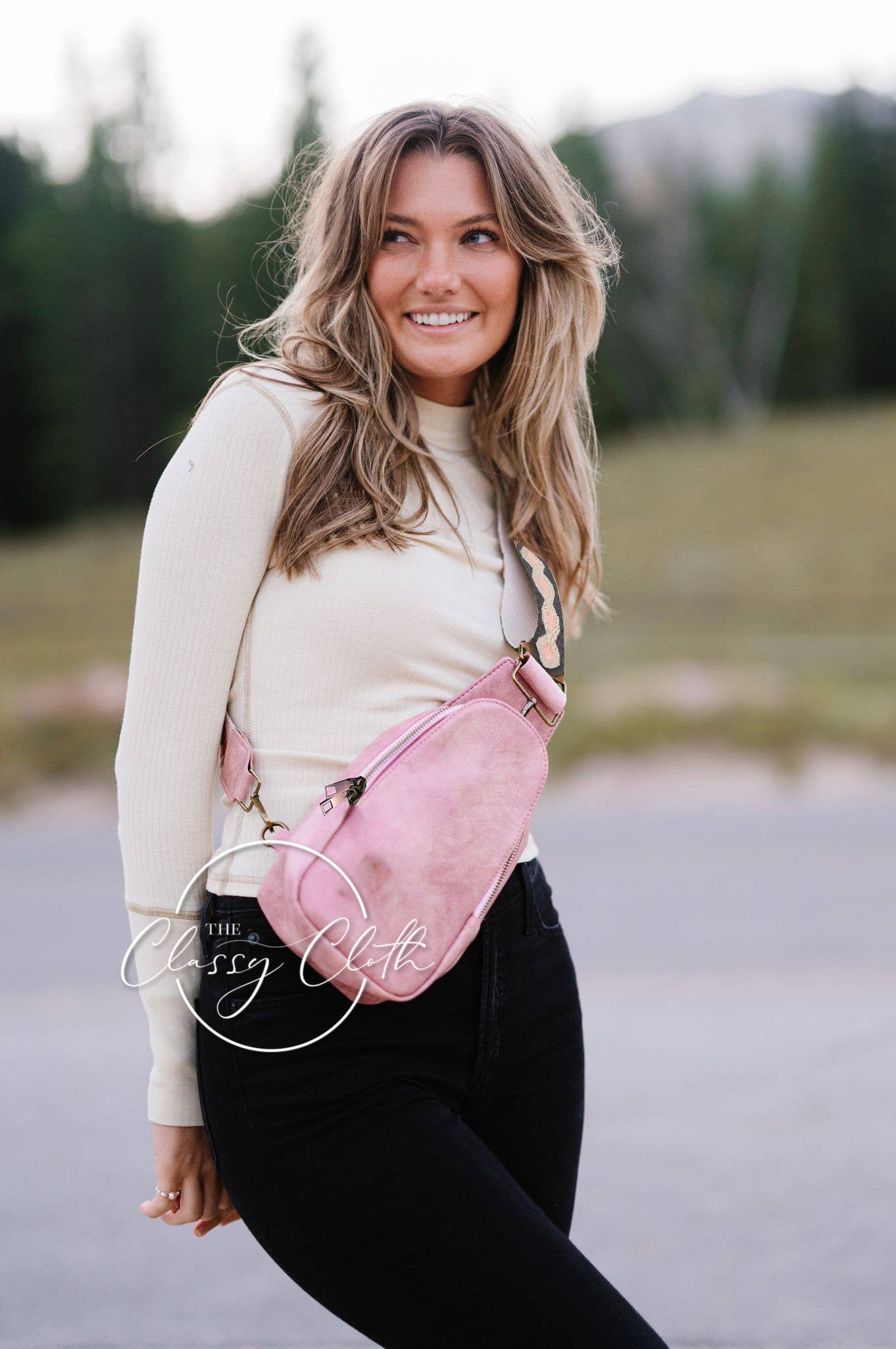 Sarah Shoulder Sling Crossbody - Blush Grey Geo