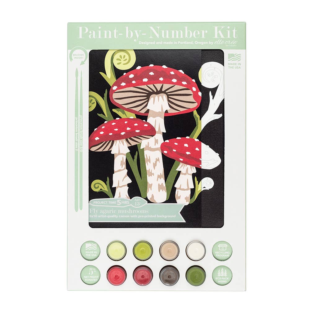 Fly Agaric Mushrooms Paint-by-Number Kit