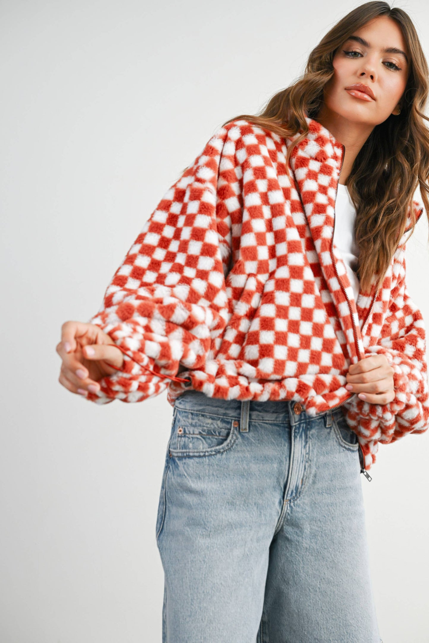 Fall Winter Checker Teddy Fall Jacket