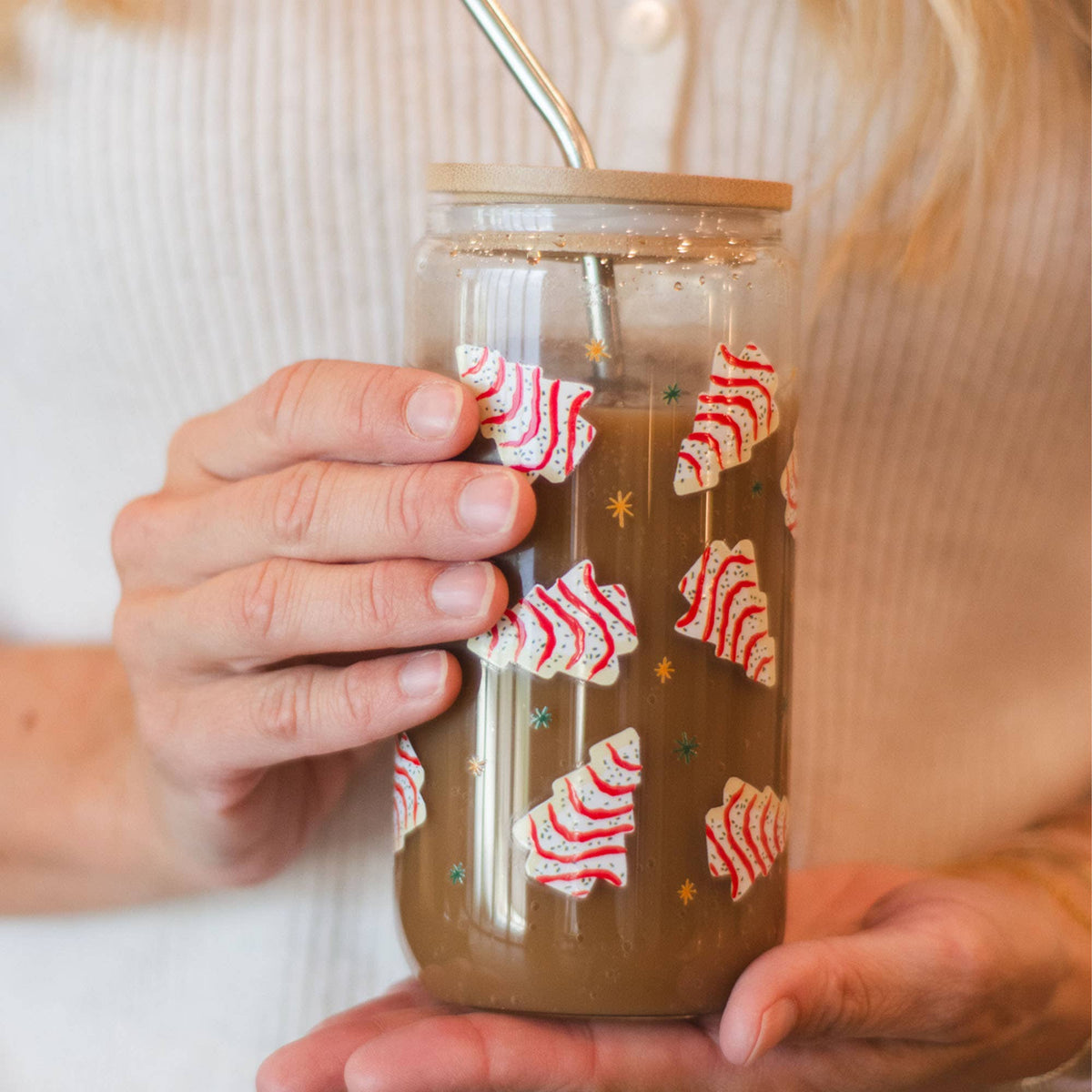 Christmas Tree Cakes Glass Can