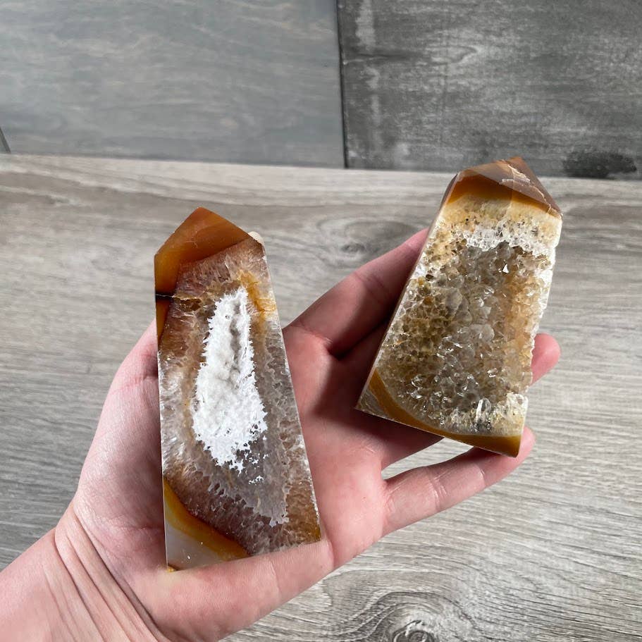 Carnelian Druzy Obelisk Tower - Crystal Energy Point