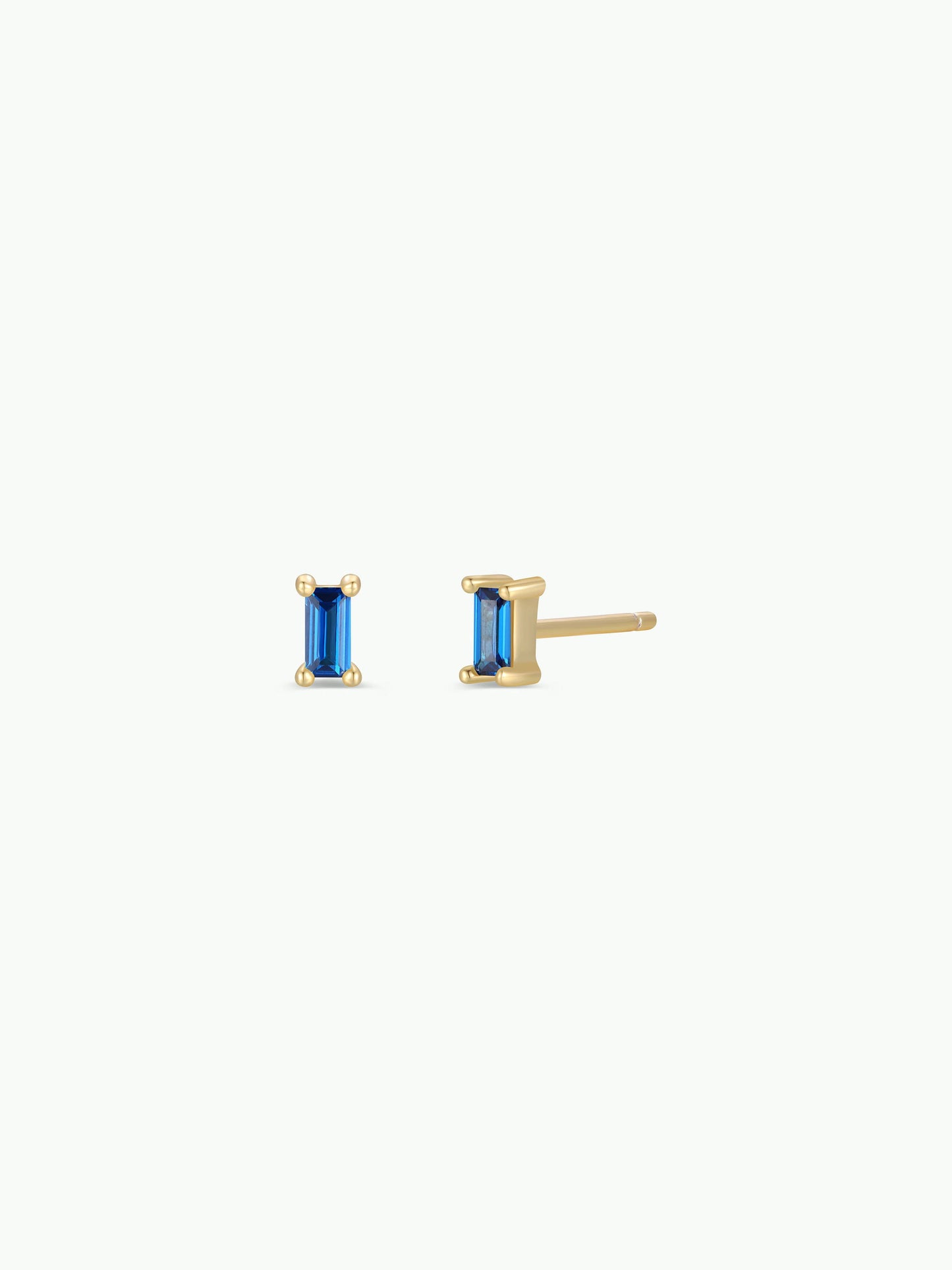 Baguette - Sapphire - Gold Earrings