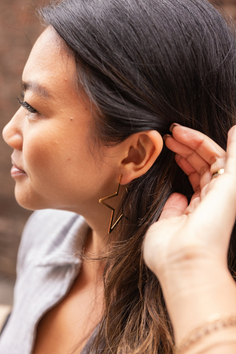Luxe Star Hoops Gold