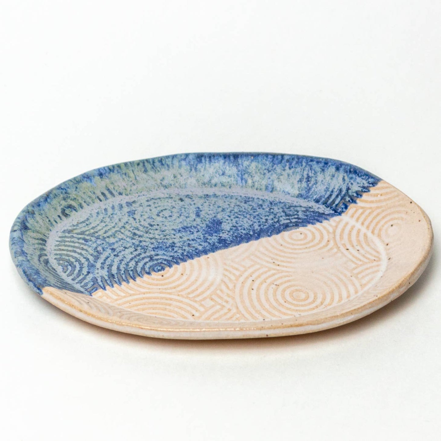 Blue Spiral Design Ceramic Trinket Dish