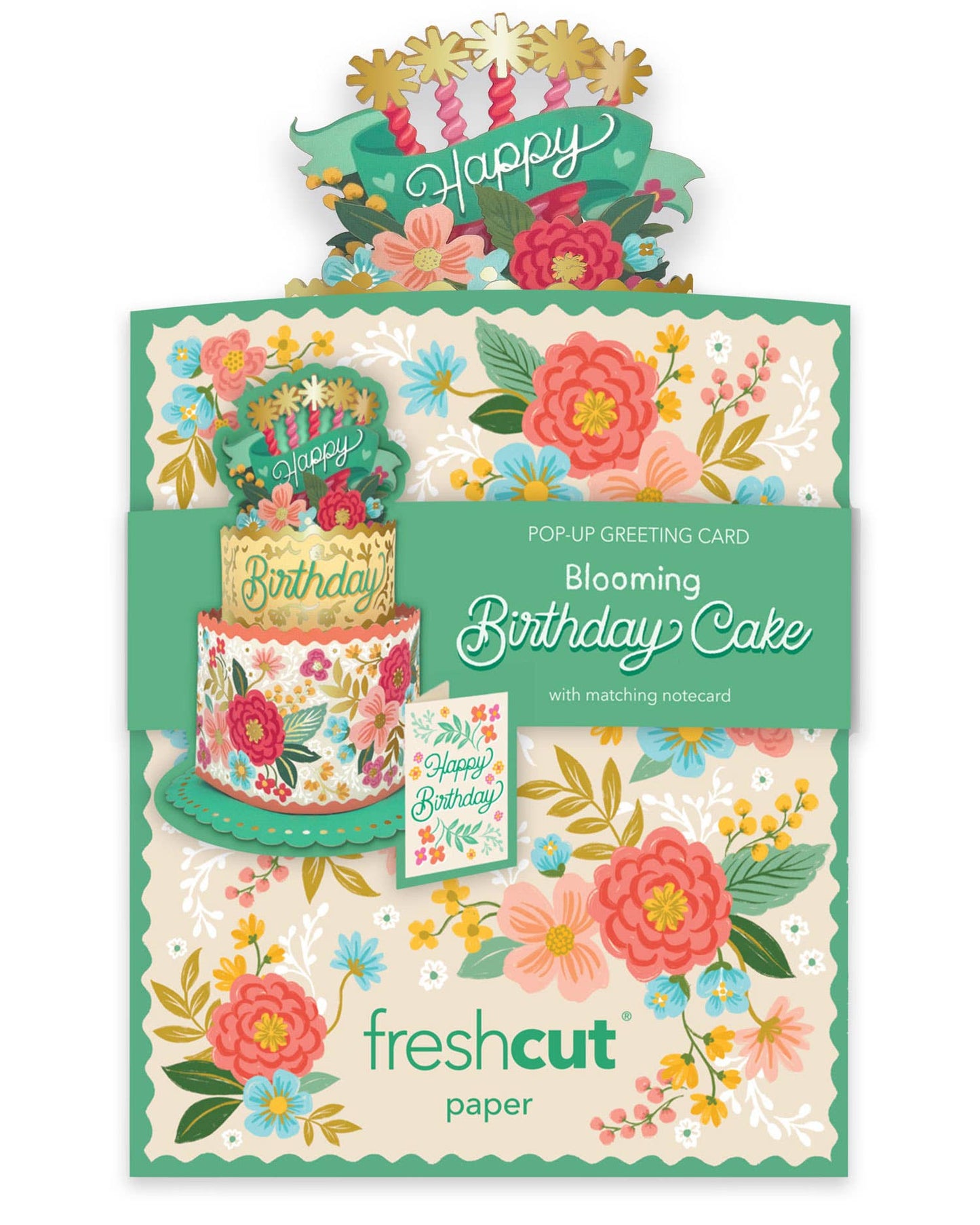 Mini Blooming Birthday Cake Pop-up Greeting Card