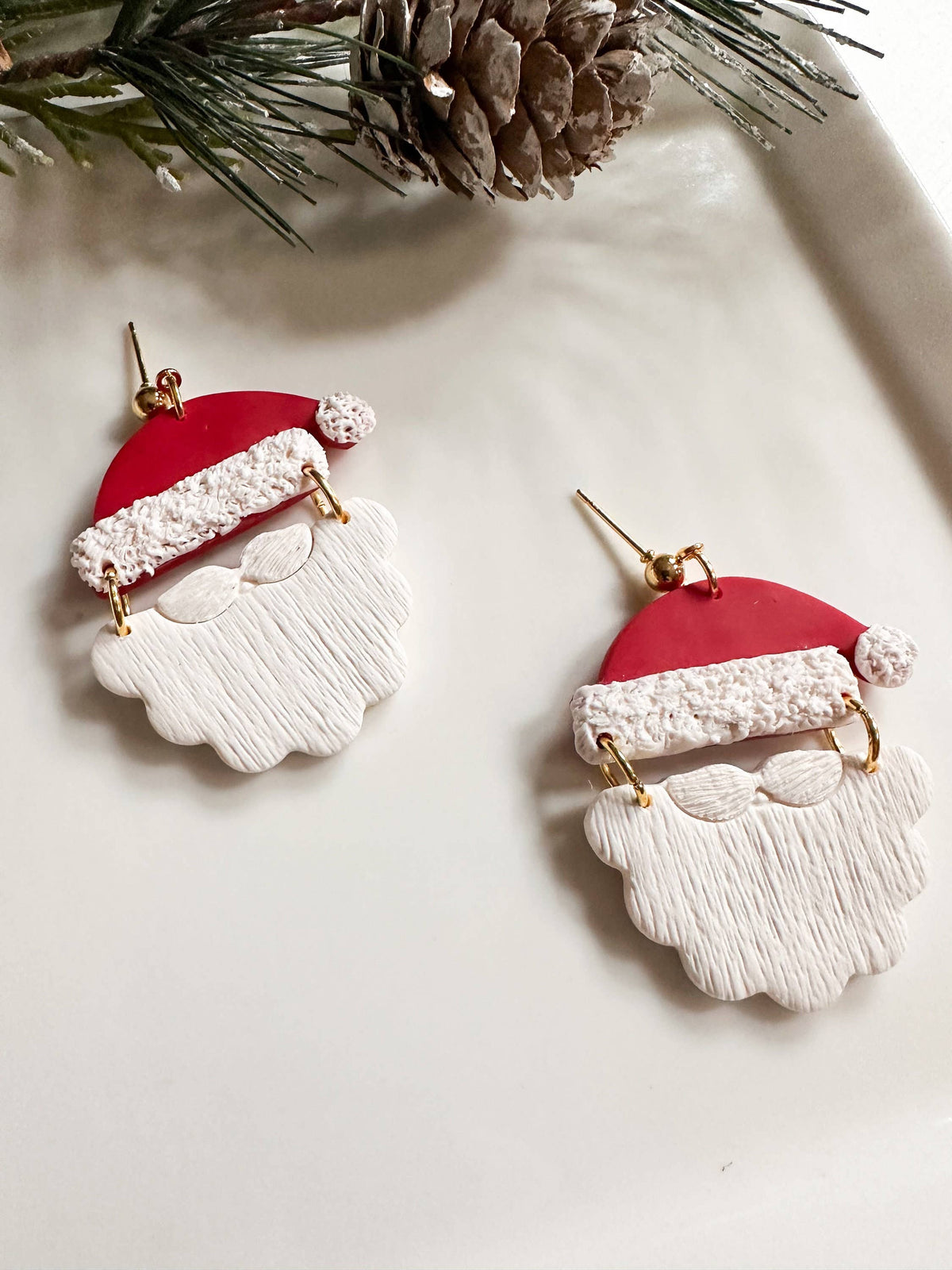Santa Clay Christmas Statement Everyday Earrings
