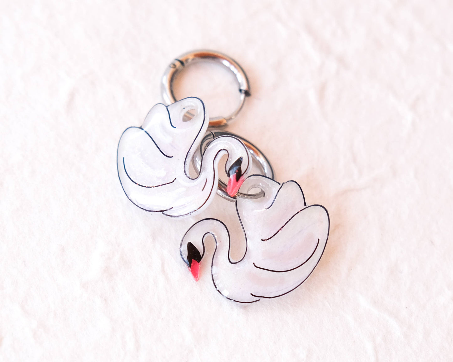 White Swan Elegant Silver Huggie Hoop Earrings
