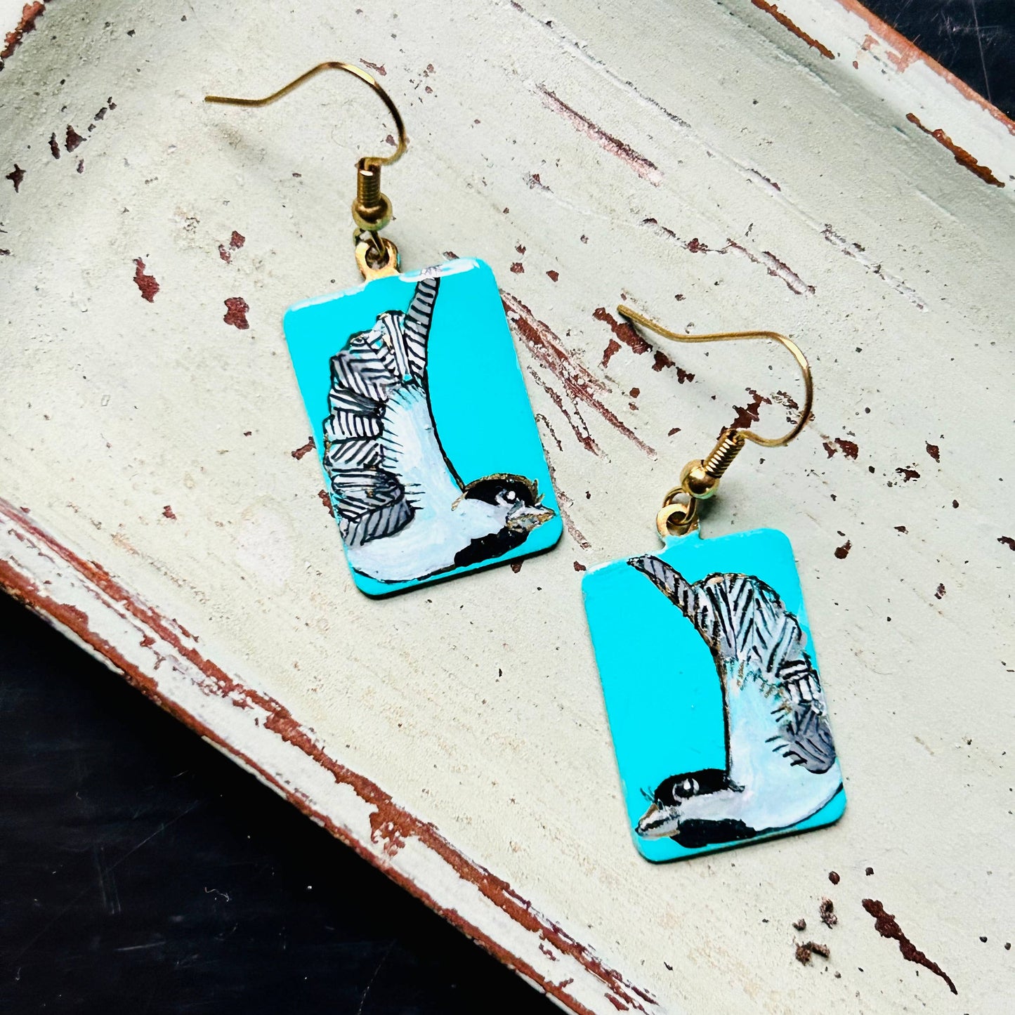 One-of-a-Kind Earrings: Chickadee