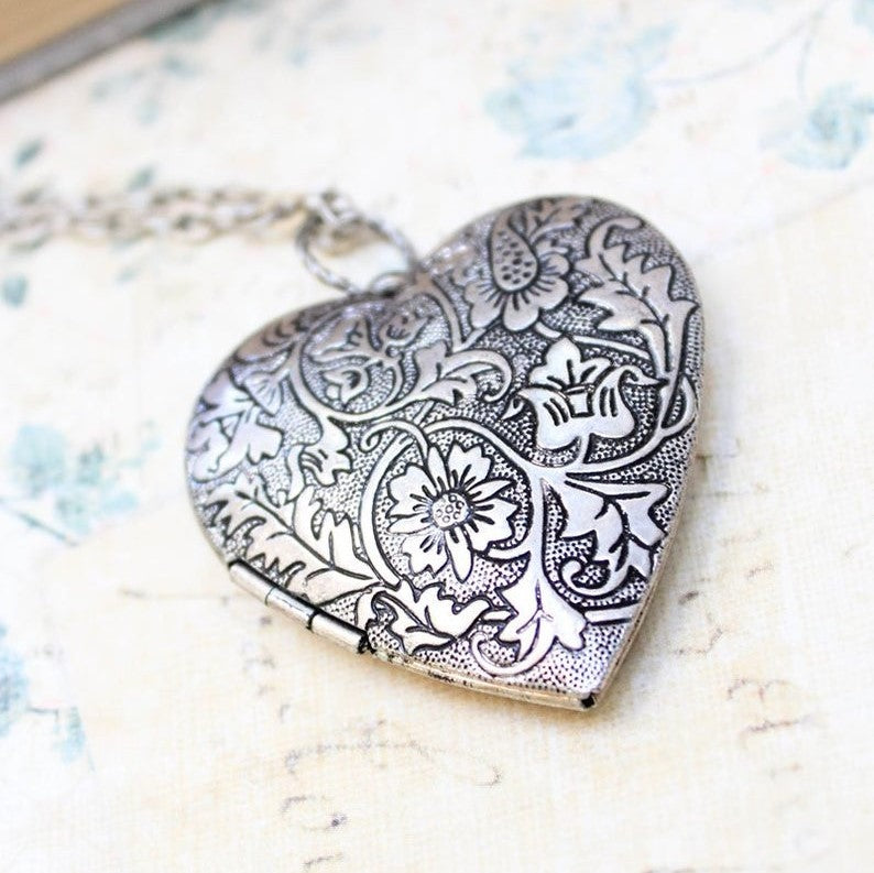 Floral Heart Locket Necklace