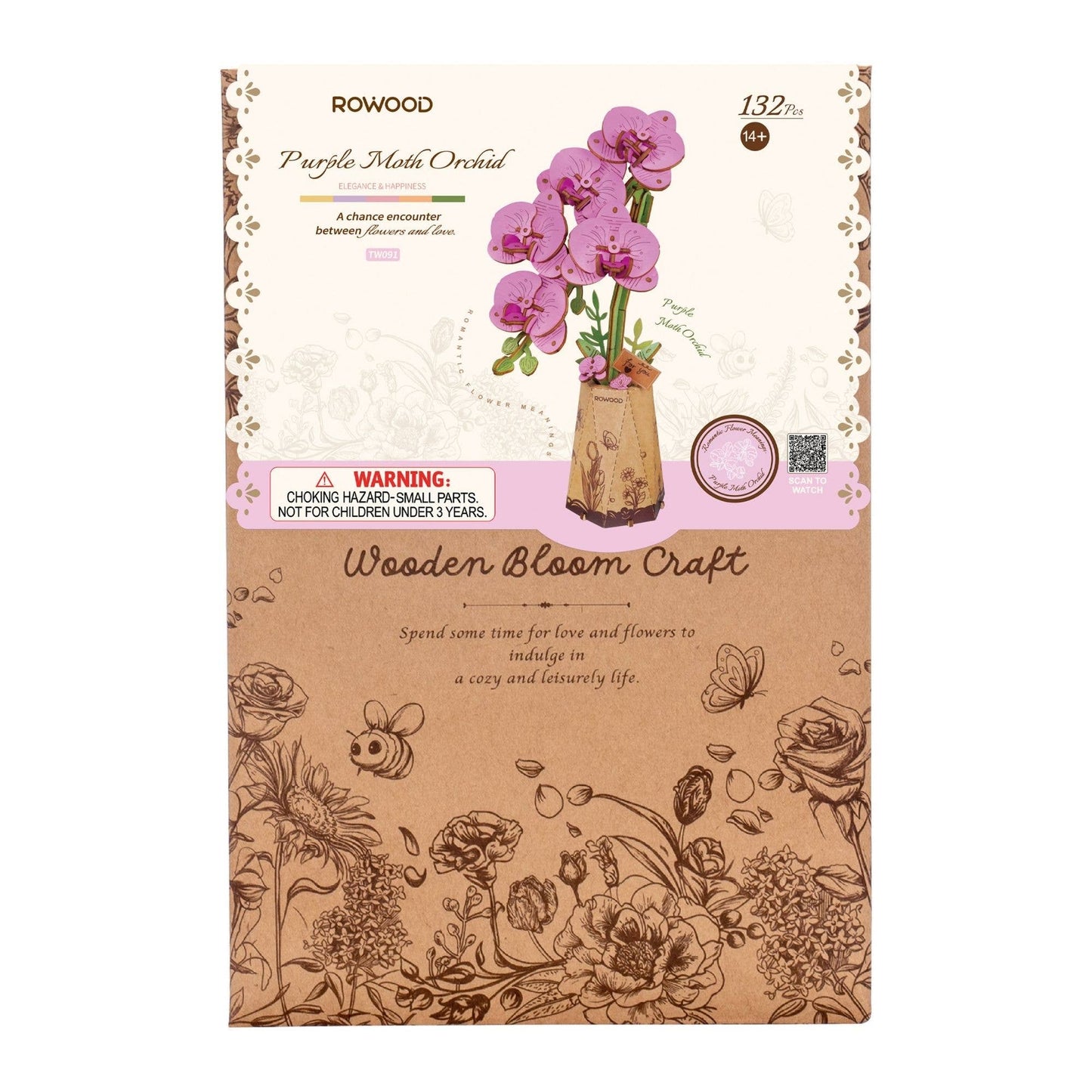 Rowood Purple Moth Orchid 3D Wooden Puzzle