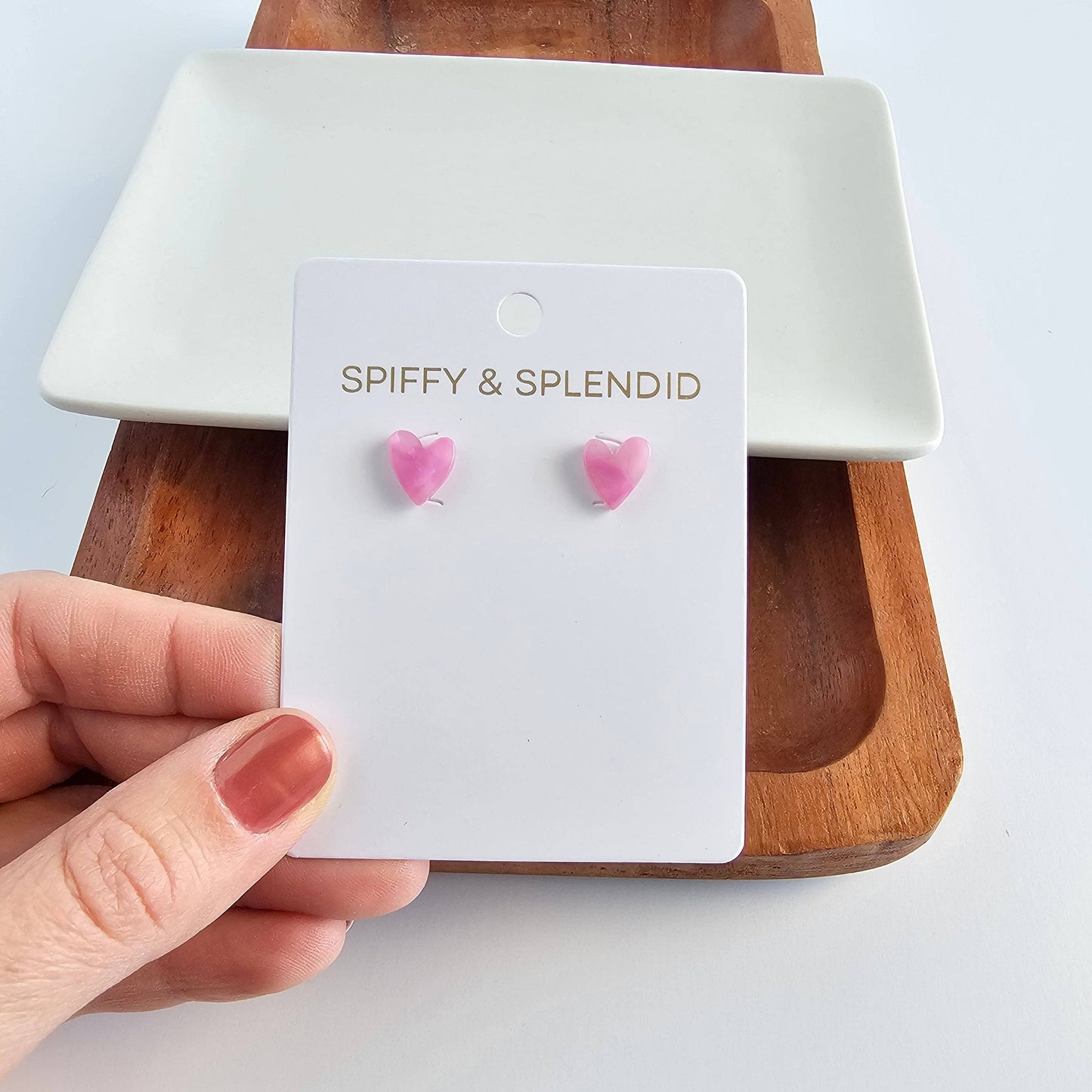 Hand Drawn Heart Studs - Bubblegum Bliss