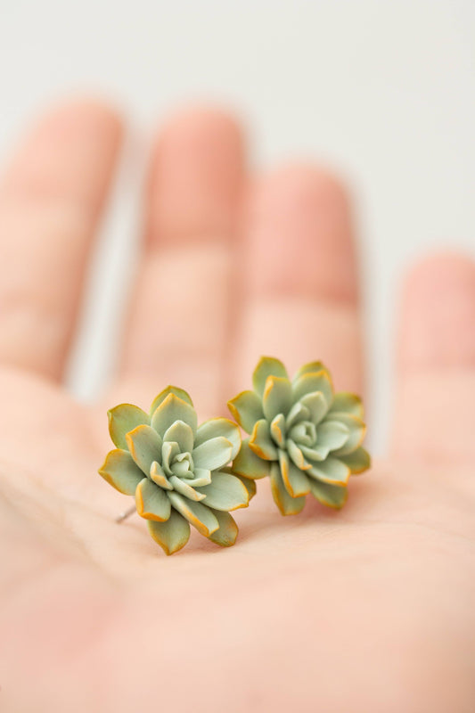 Mini Succulent Polymer Clay Stud Earrings