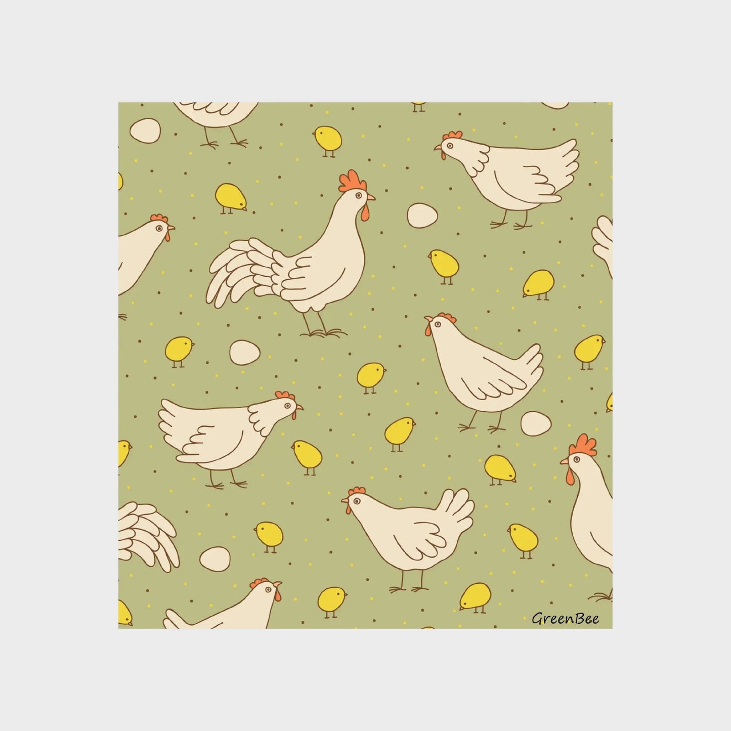 Olive Chickens Swedish Dishcloth