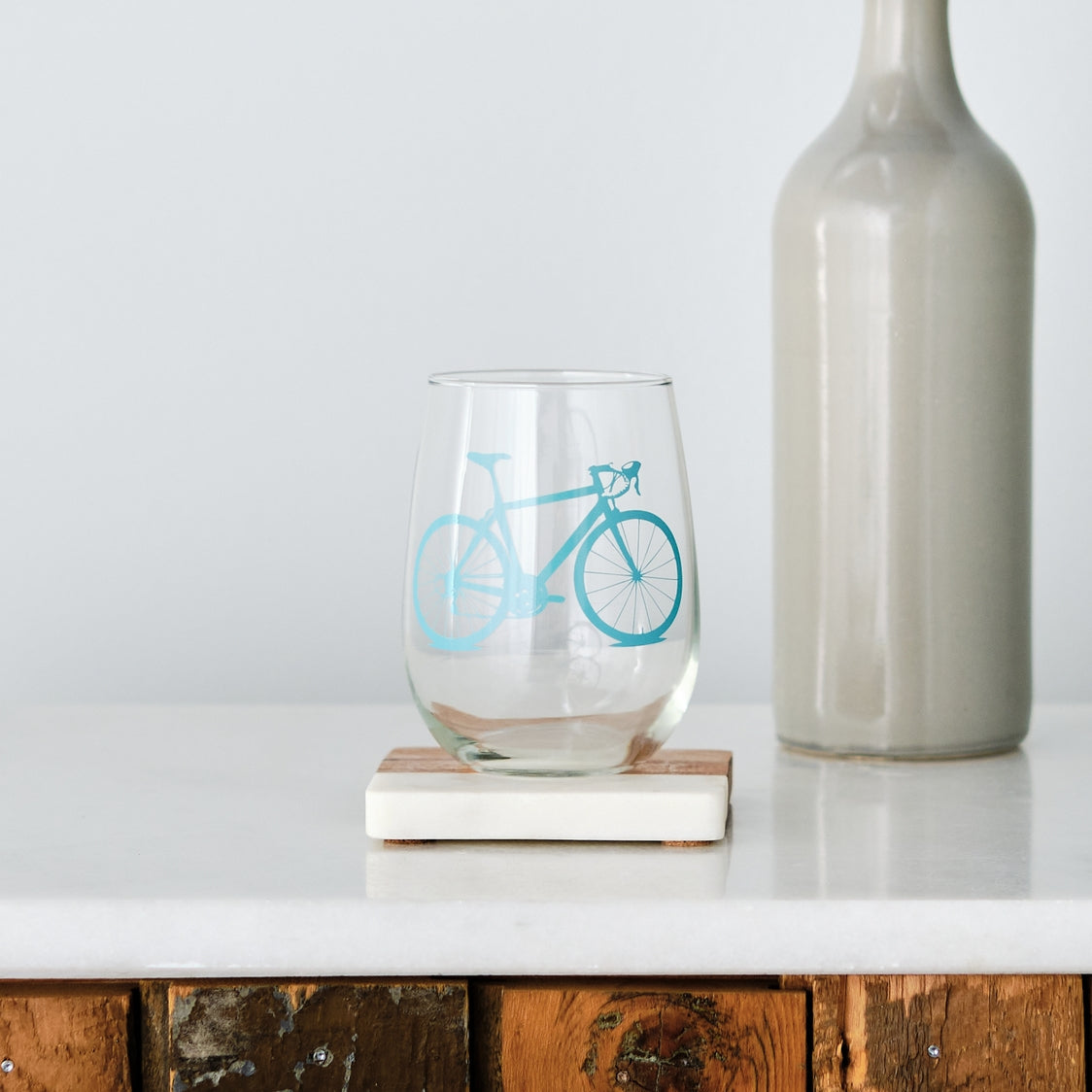 Bicycle Stemless Wine Glass