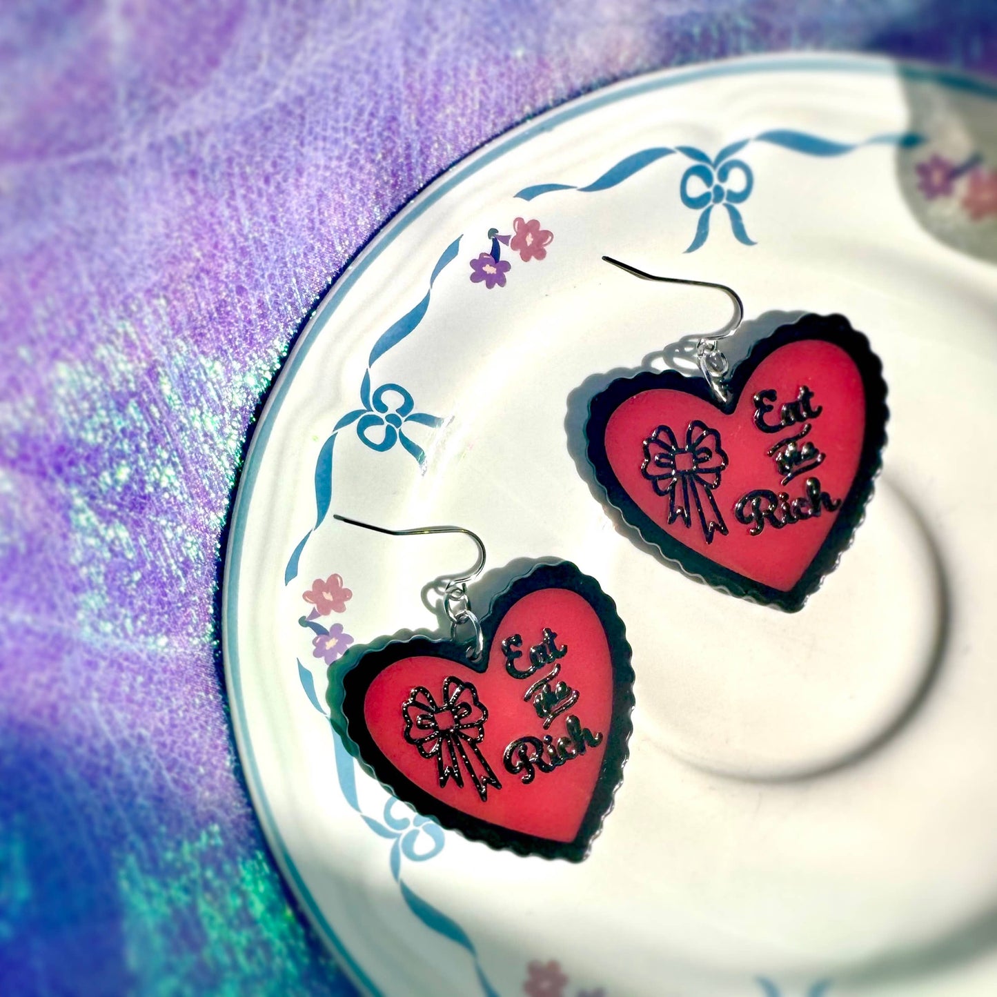 Eat The Rich Heart Statement Earrings