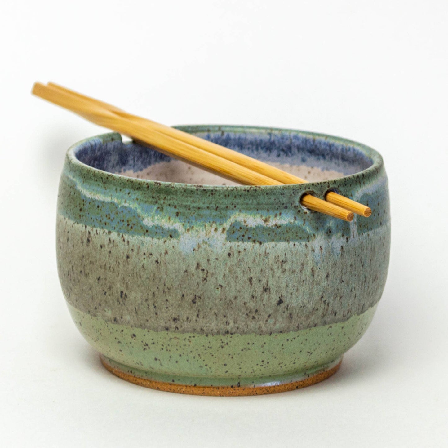 Rice/Noodle Bowl - Handmade Stoneware Clay - Blue to Green