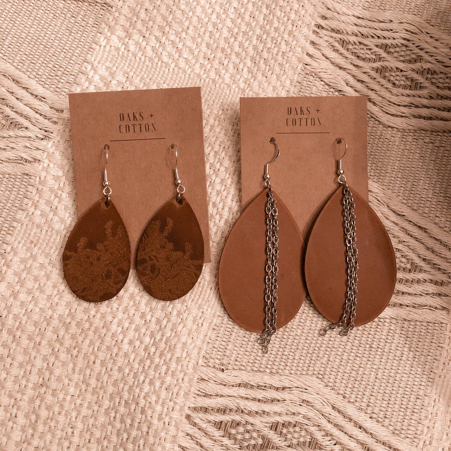 Teardrop Earrings w/ Chain (Large)