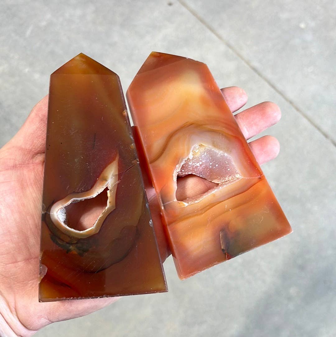 Carnelian Druzy Obelisk Tower - Crystal Energy Point