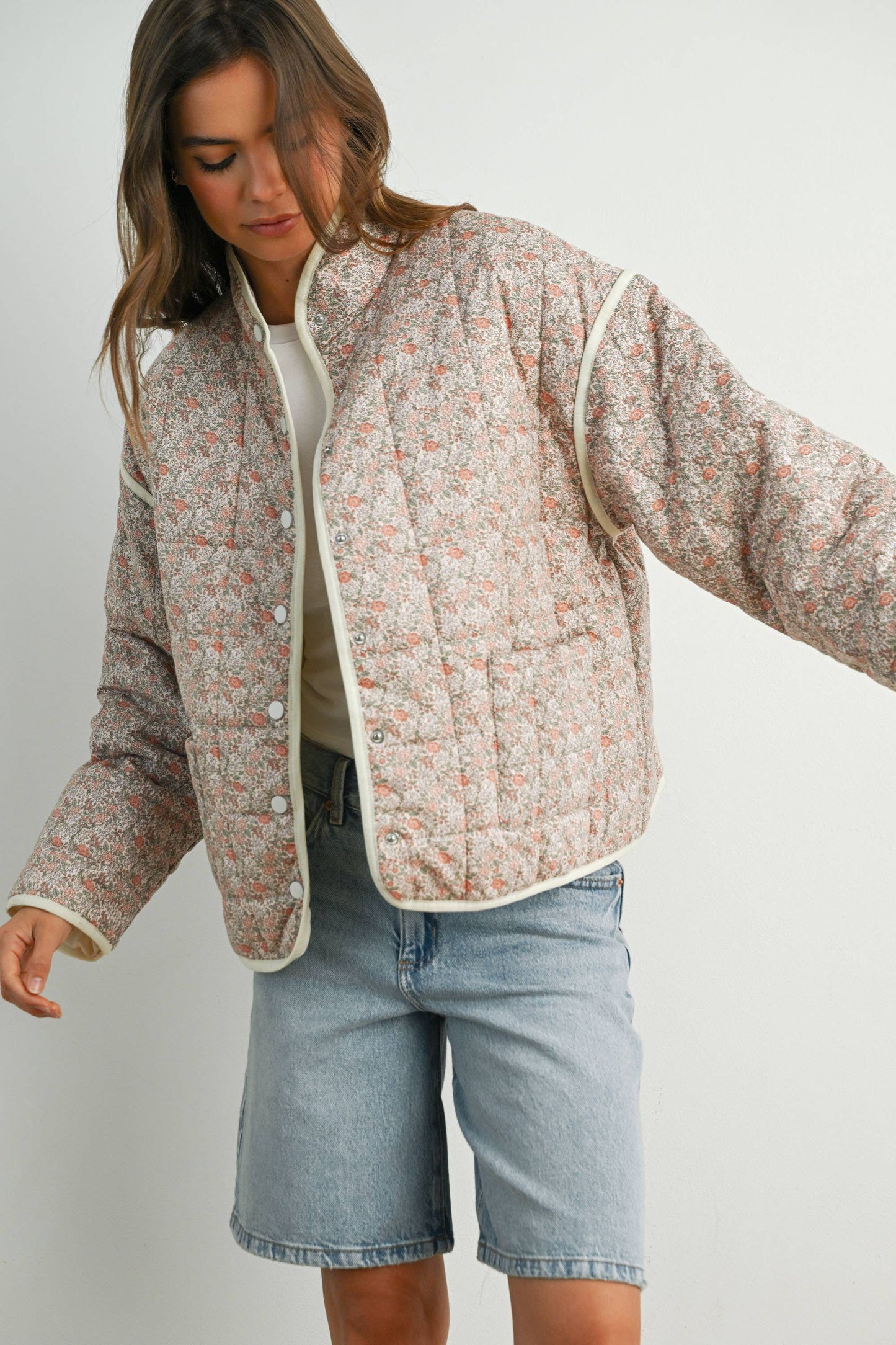 Qilted Jacket With Lightweight Boho Print