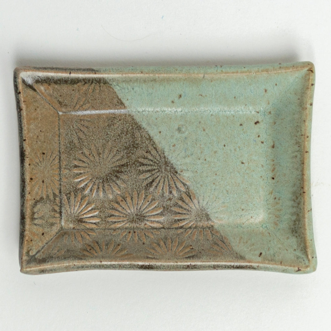 Gray & Blue Pattern Ceramic Trinket Dish