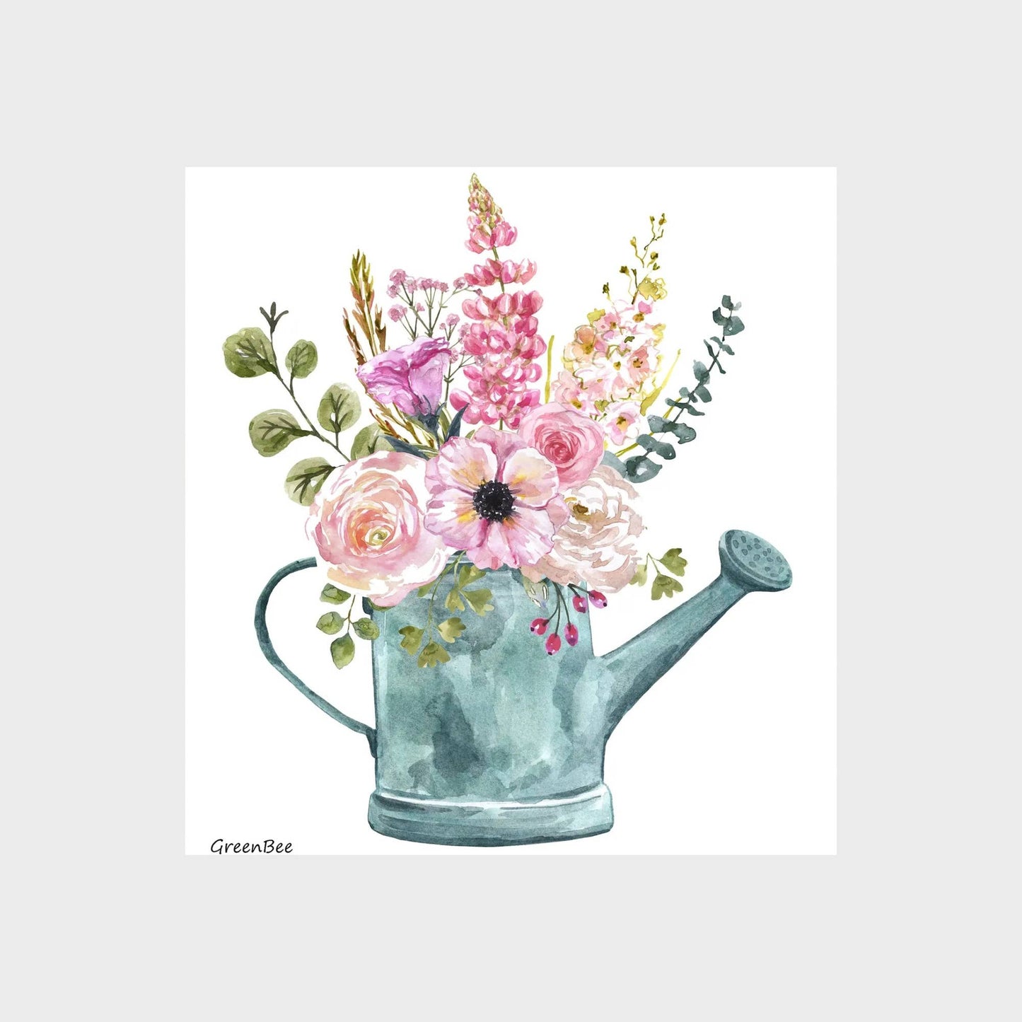 Watering Can Floral Swedish Dishcloth