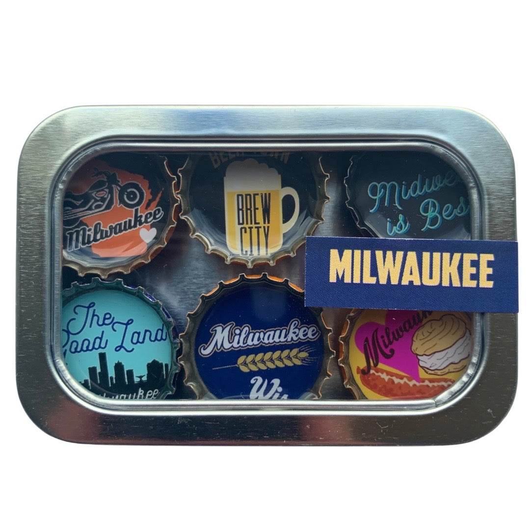 Milwaukee Bottle Cap Magnet Set