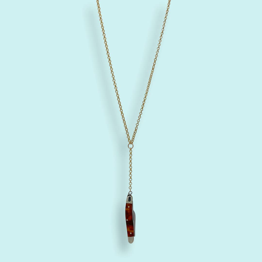 Tortoise Knife Y-drop Necklace