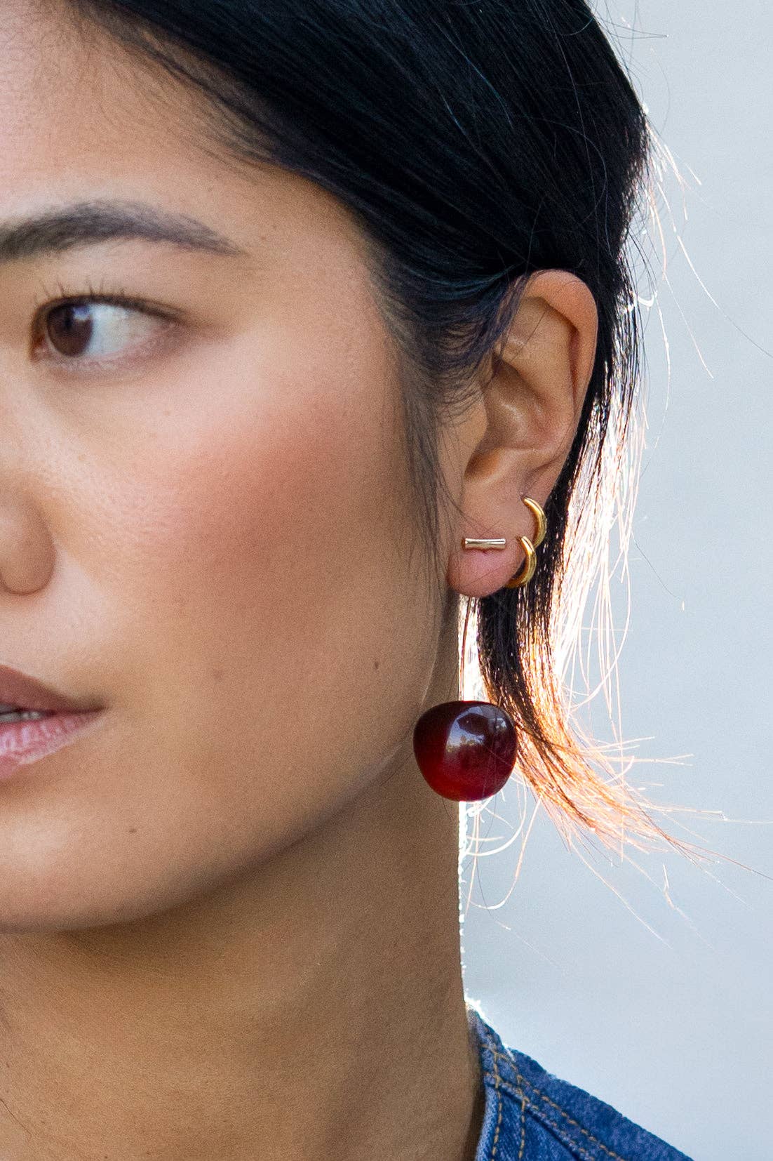 Sweet Cherry Threader Earrings - 18K Gold Plated