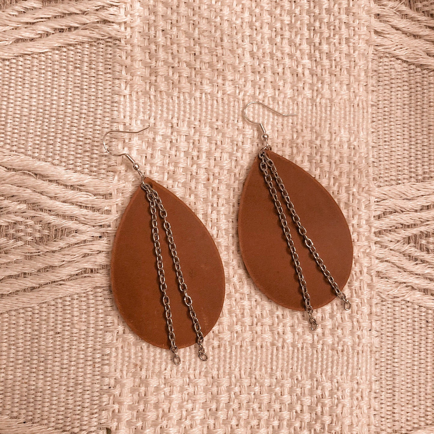 Teardrop Earrings w/ Chain (Large)