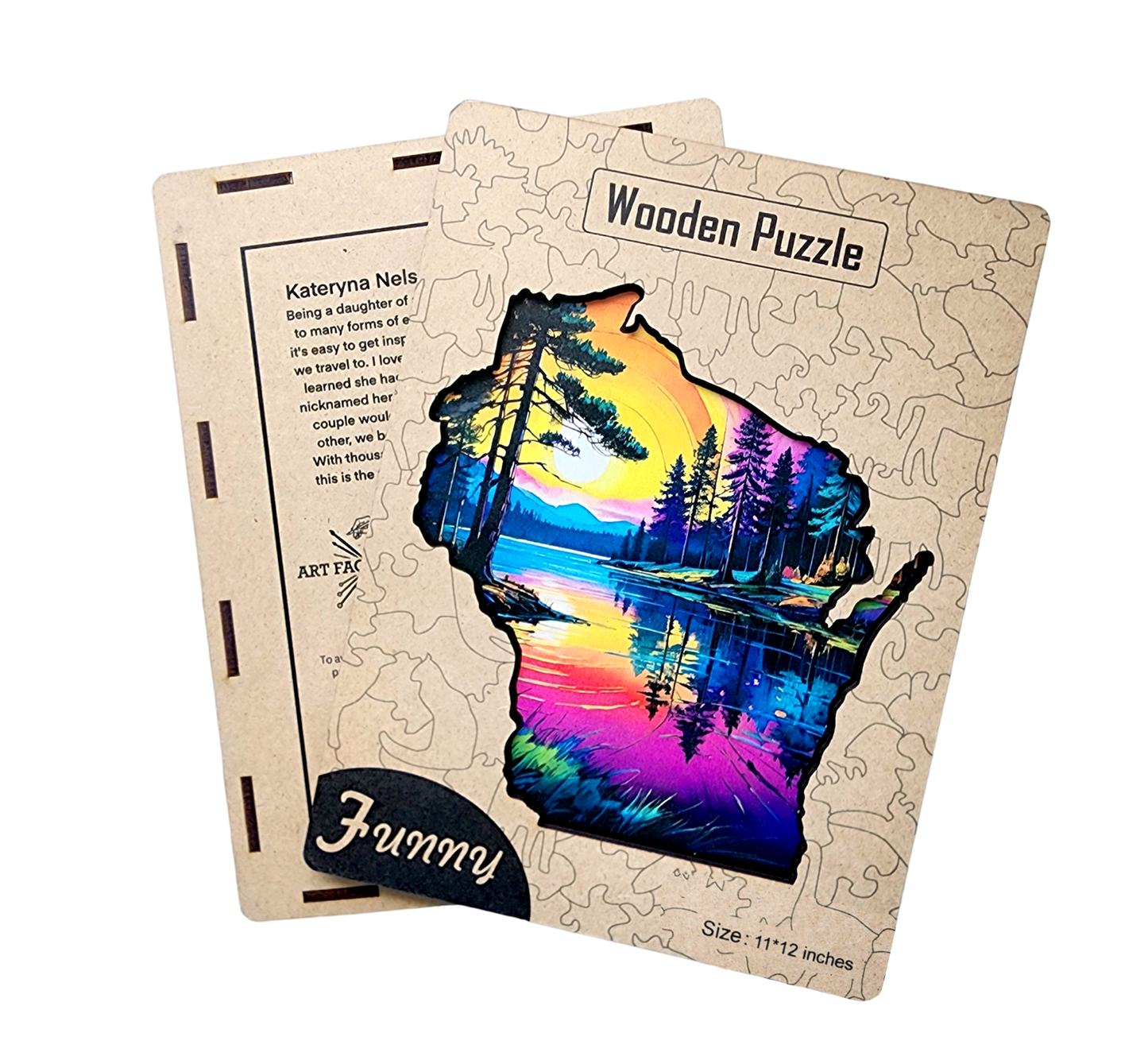WI state wooden puzzle / Sunset