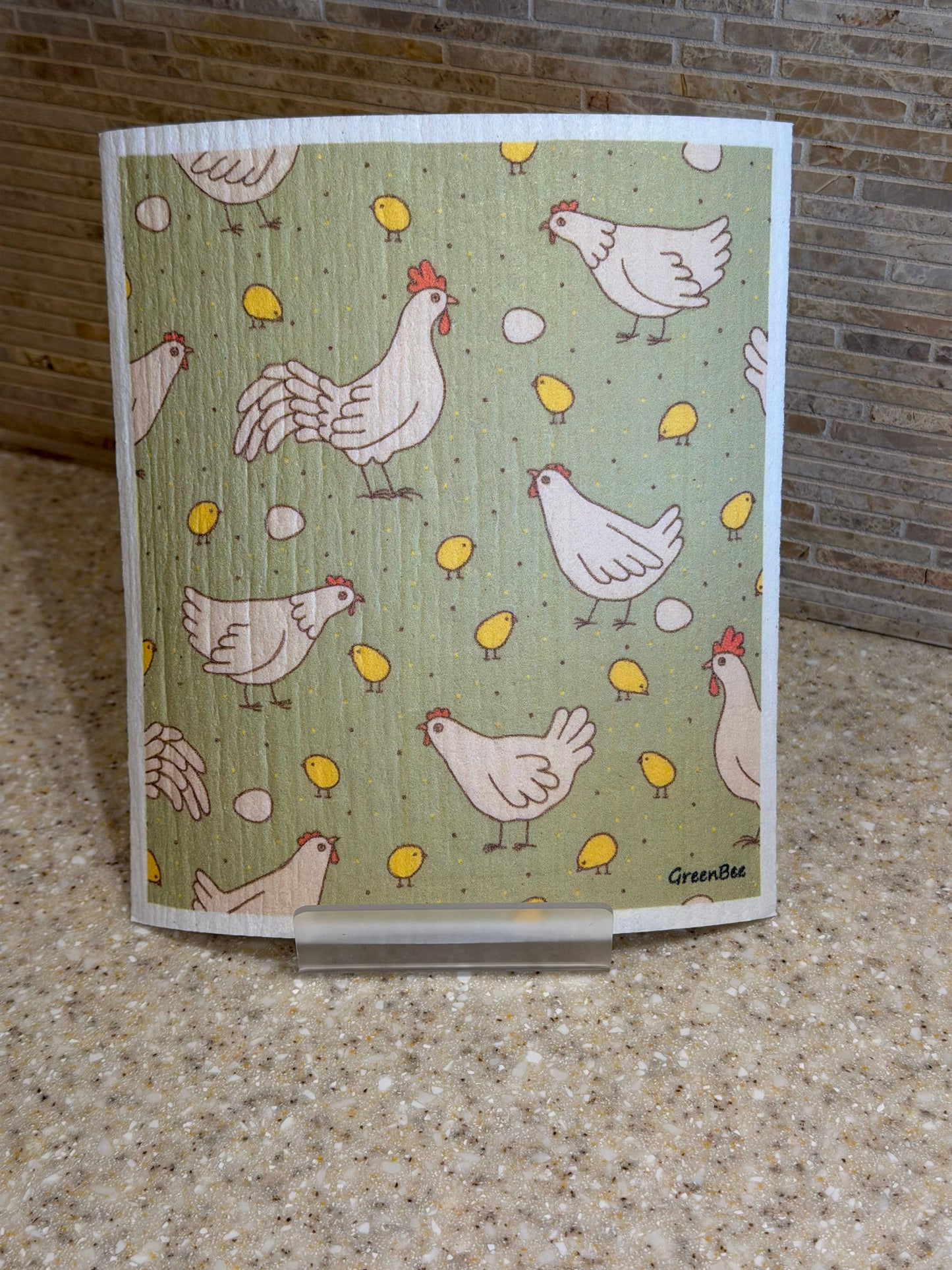 Olive Chickens Swedish Dishcloth