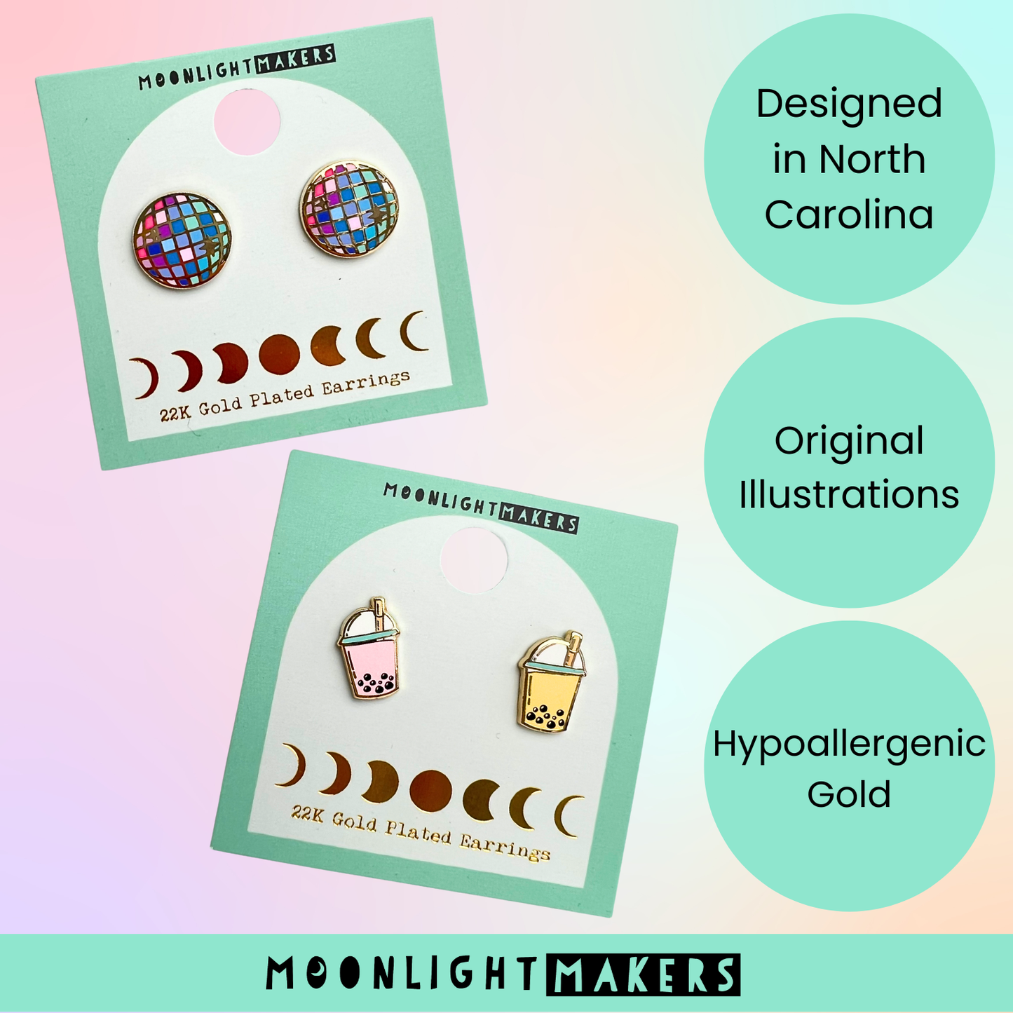 Disco Ball Earrings - 22k Gold Plated Studs - Swiftie, Gift