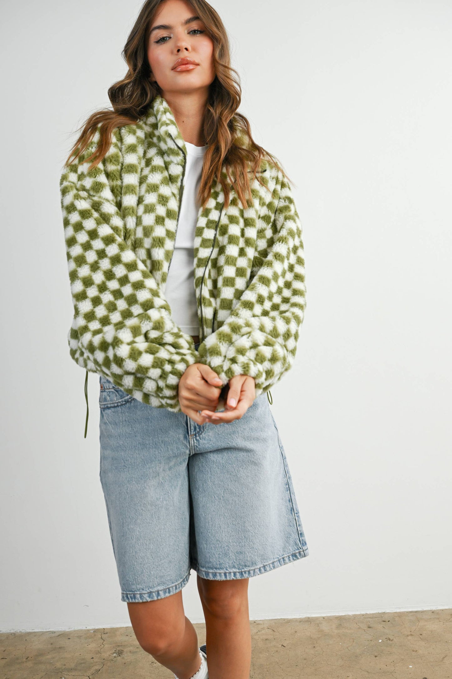 Fall Winter Checker Teddy Fall Jacket