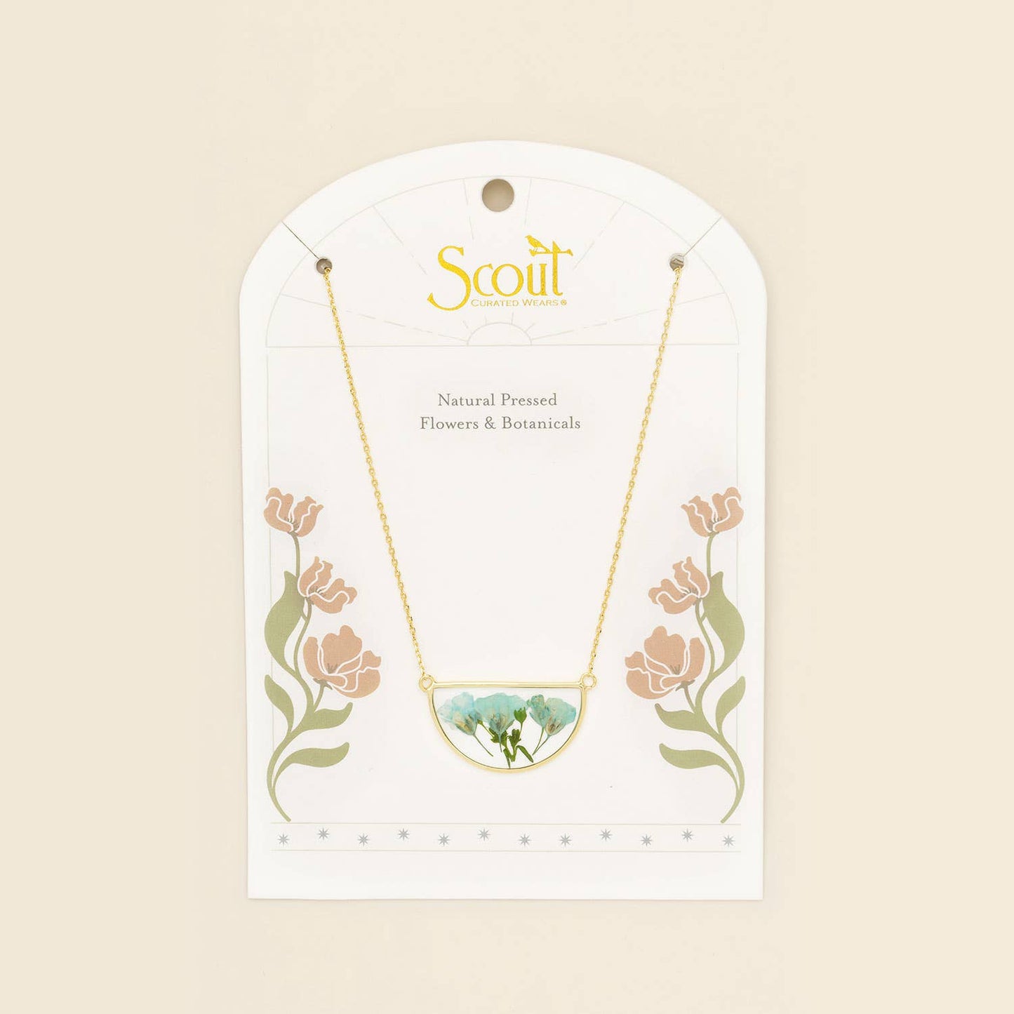 Pressed Flower Necklace - Blue Baby's Breath/Gold