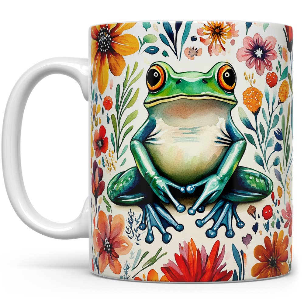 Floral Frog Ceramic Mug
