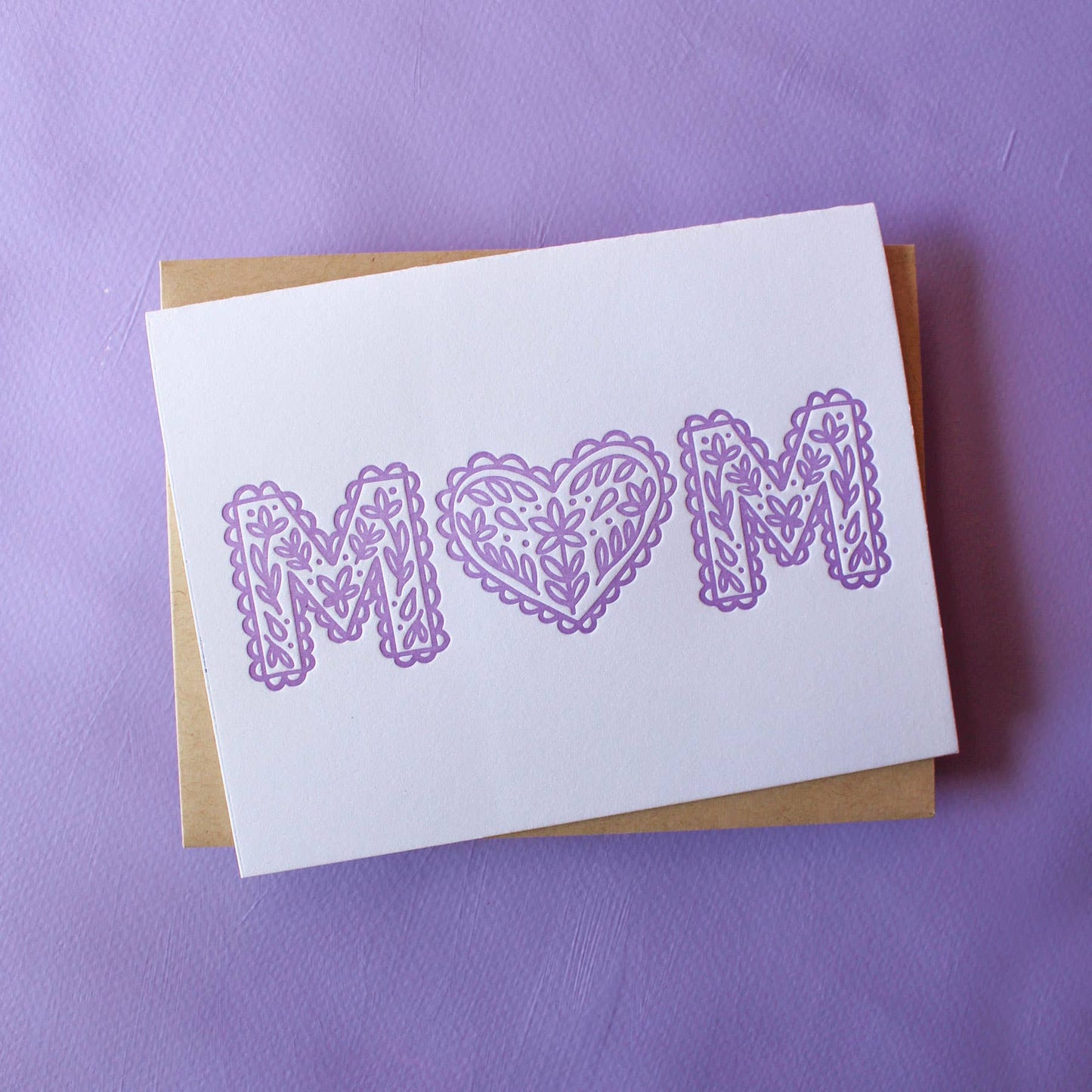 MOM Letterpress Heart Mother's Day Card