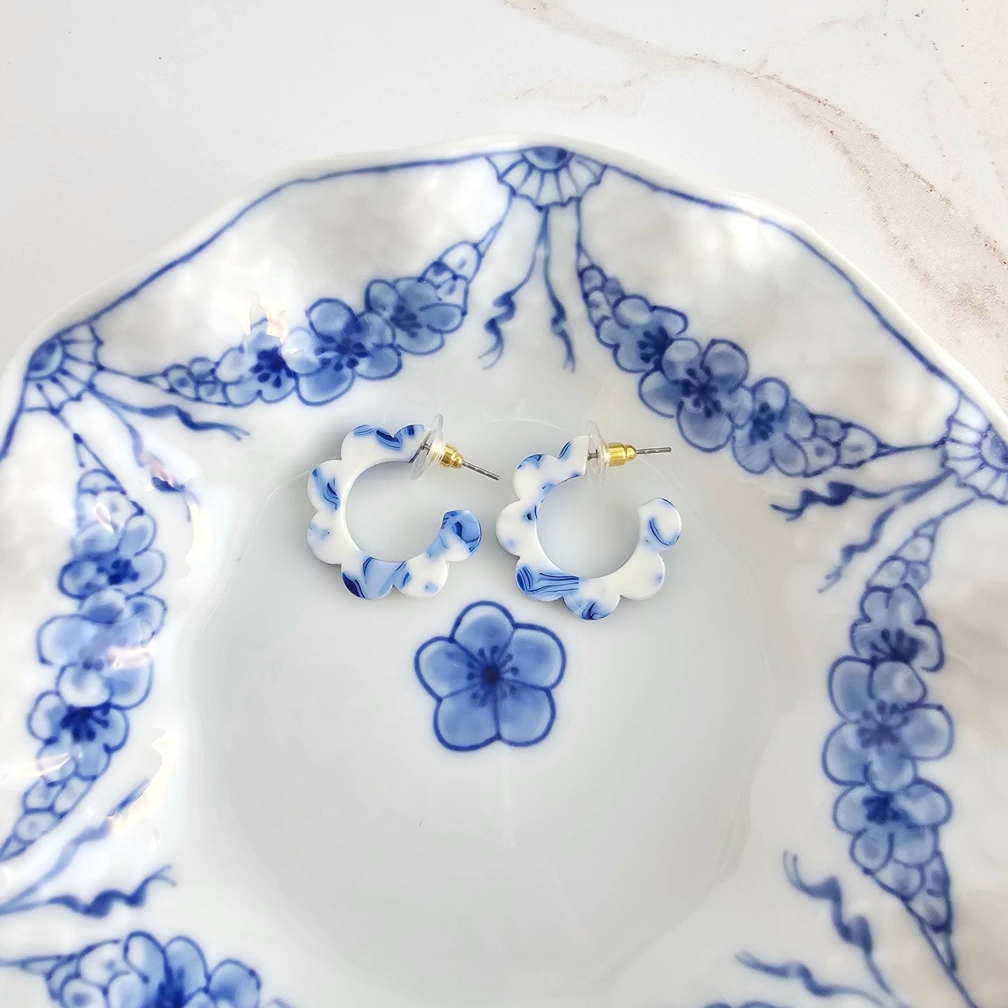 Flora Mini Hoops - Greek Goddess Blue